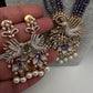 CZ Beads Long Color Stone Birdie Necklace - Purple