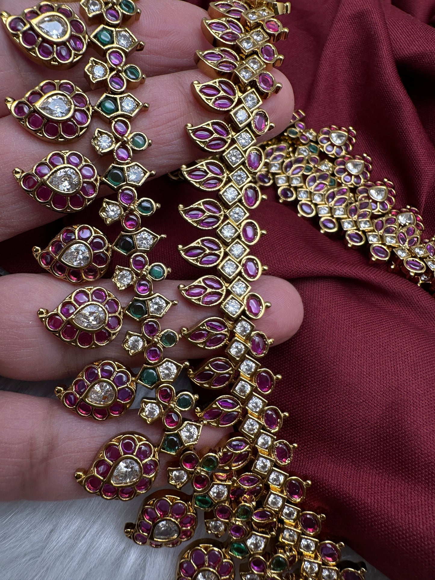 Multi Layer Kempu Long Mango Mala Necklace