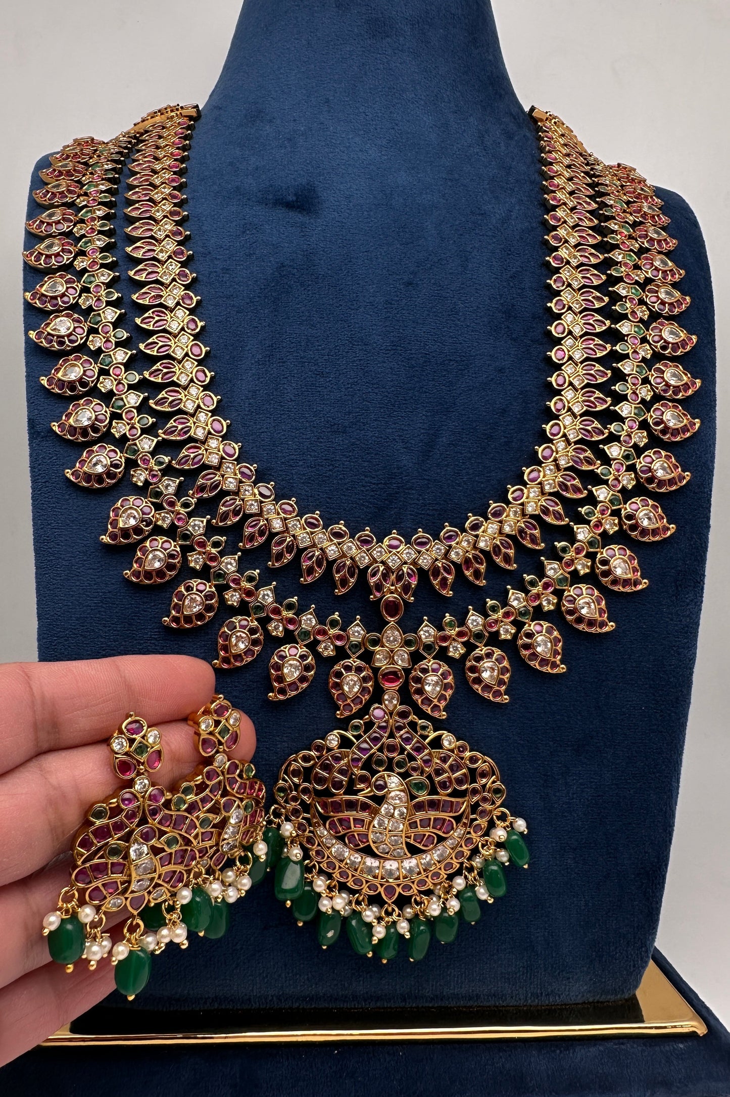 Multi Layer Kempu Long Mango Mala Necklace