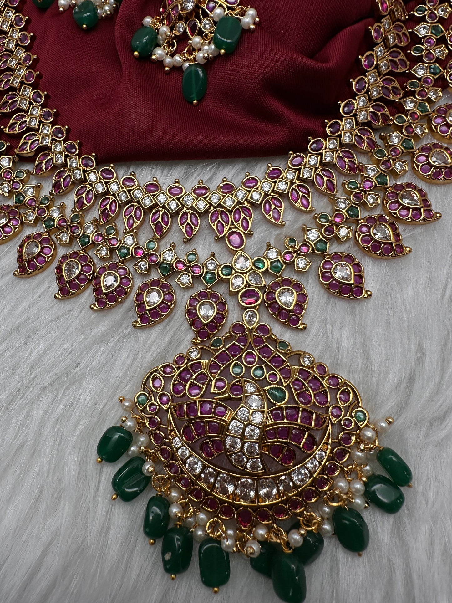 Multi Layer Kempu Long Mango Mala Necklace