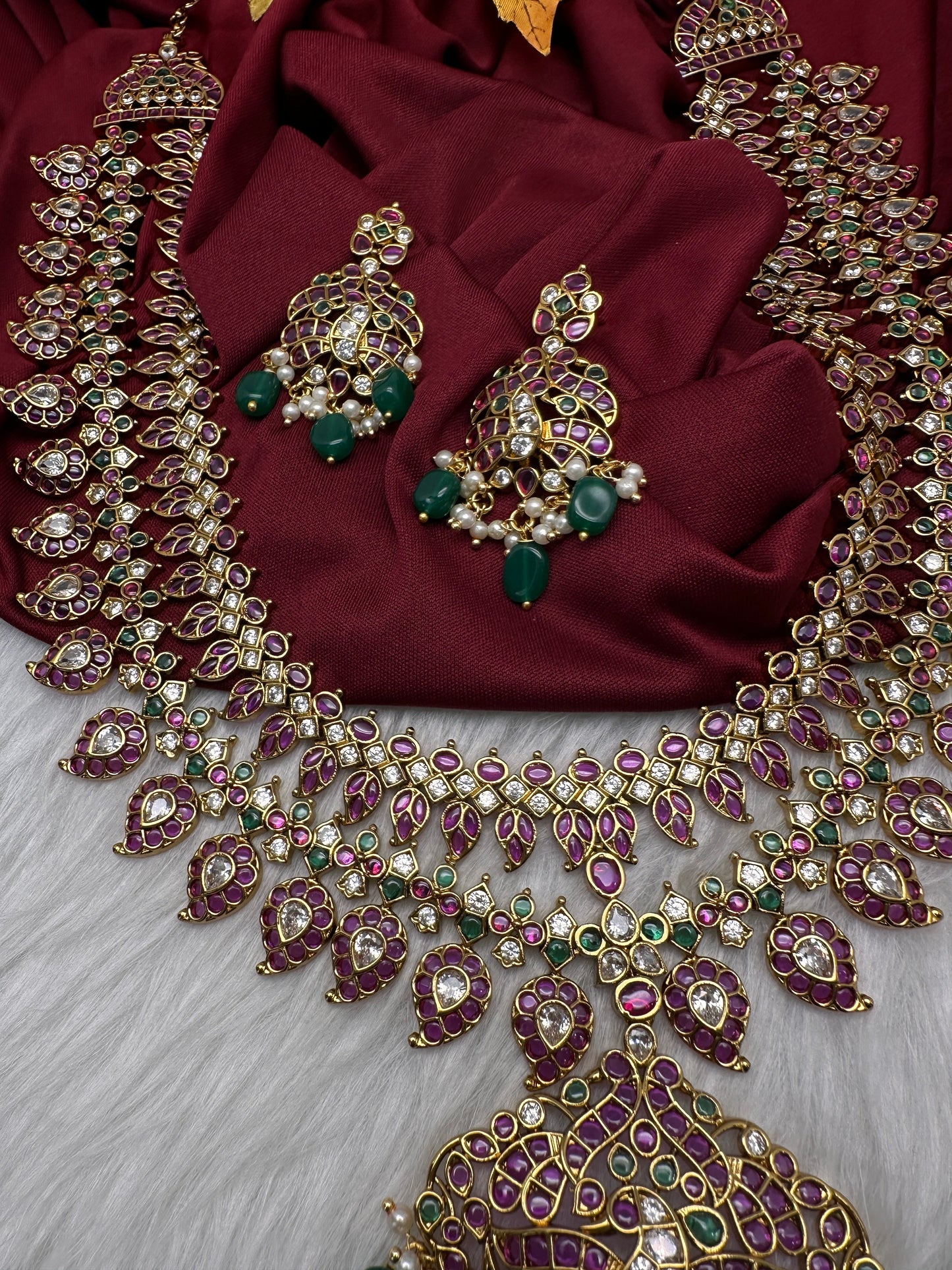 Multi Layer Kempu Long Mango Mala Necklace