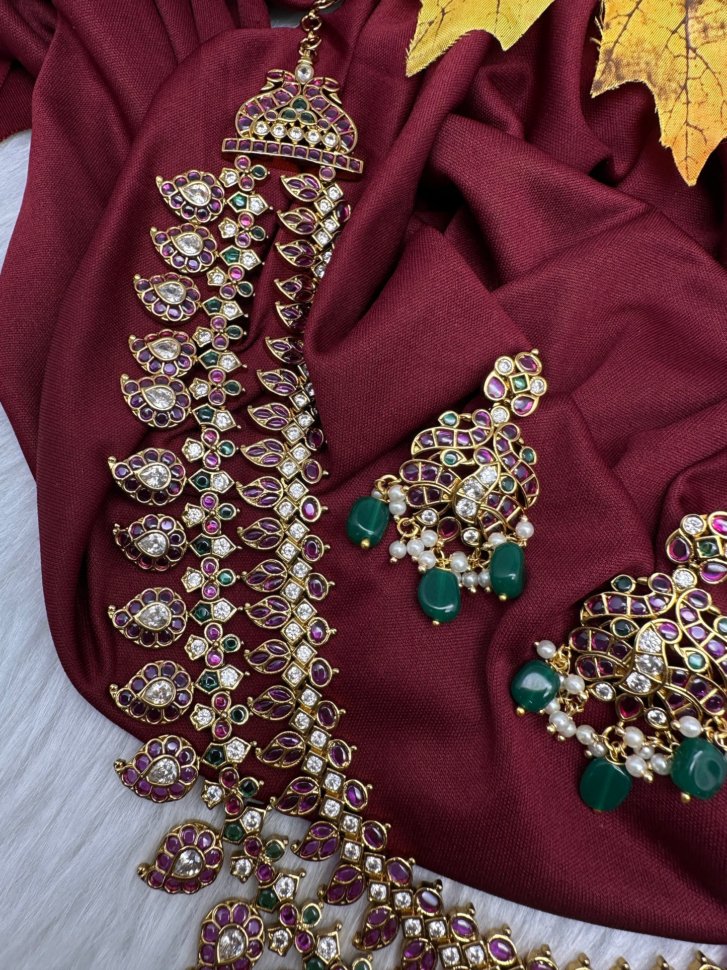 Multi Layer Kempu Long Mango Mala Necklace