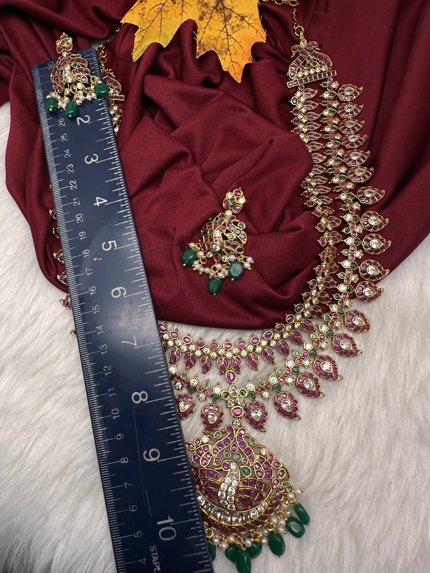 Multi Layer Kempu Long Mango Mala Necklace