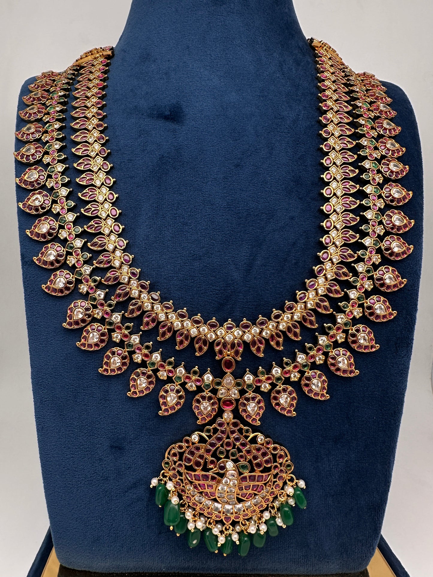 Multi Layer Kempu Long Mango Mala Necklace