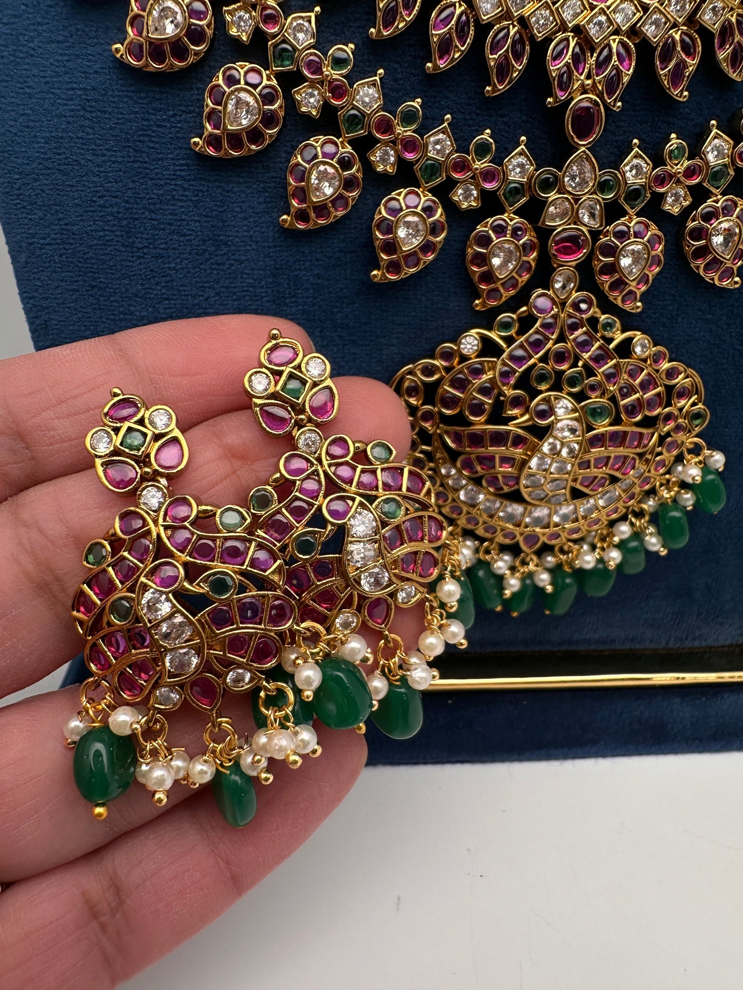 Multi Layer Kempu Long Mango Mala Necklace