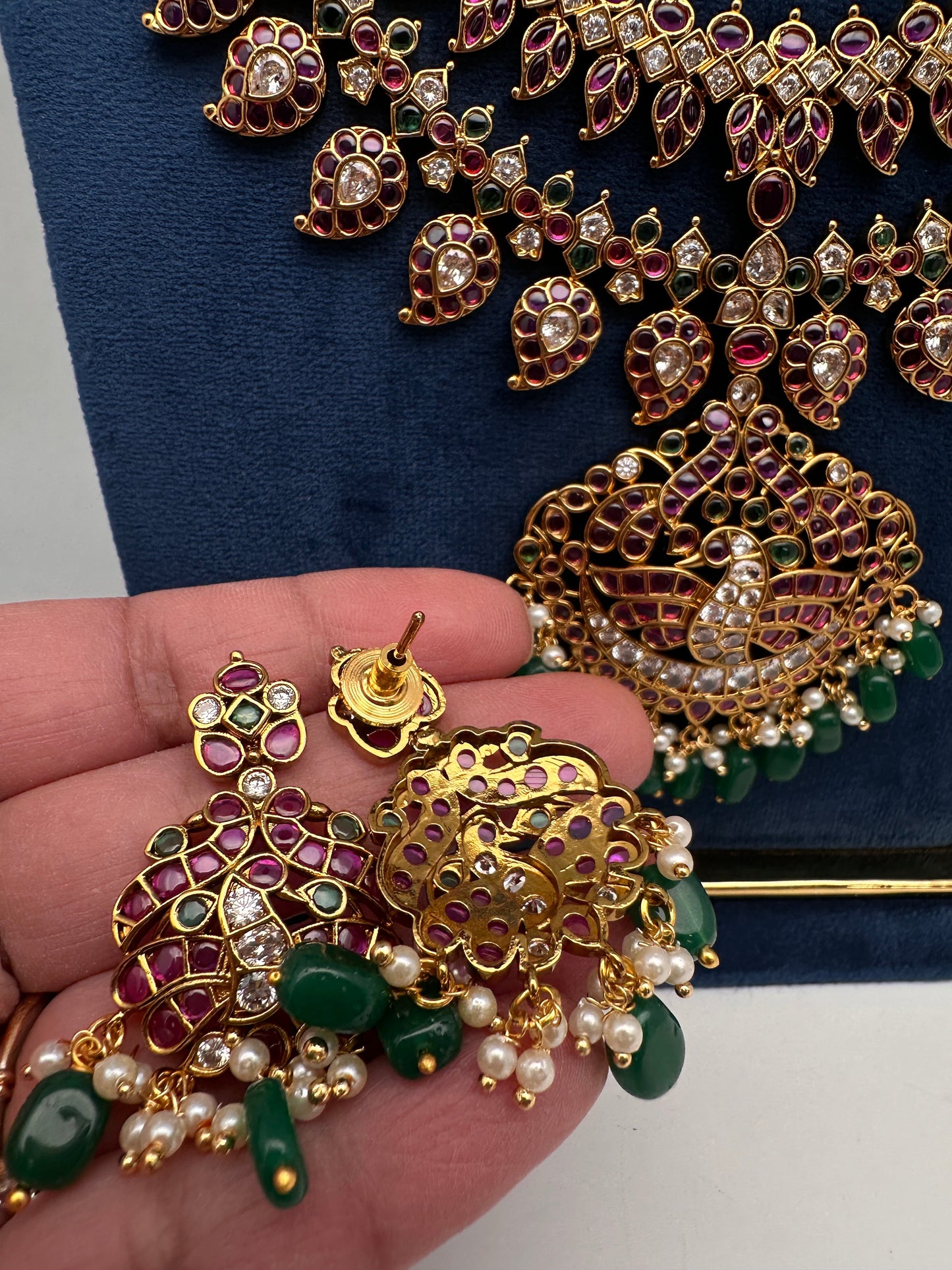 Multi Layer Kempu Long Mango Mala Necklace