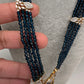 CZ Nano Stones Beads Long Color  Necklace - Blue
