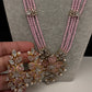 CZ Nano Stones Beads Long Color  Necklace - Pink