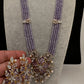 CZ Nano Stones Beads Long Color  Necklace - Purple
