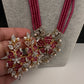 CZ Nano Stones Beads Long Color  Necklace - Red