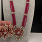 CZ Nano Stones Beads Long Color  Necklace - Red