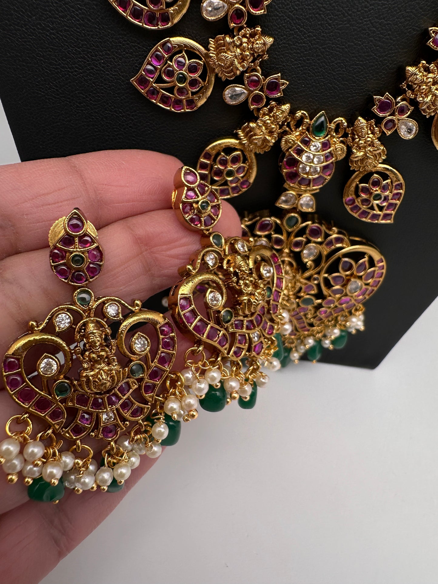 Goddess Lakhsmi Kempu Long Mango Mala Necklace
