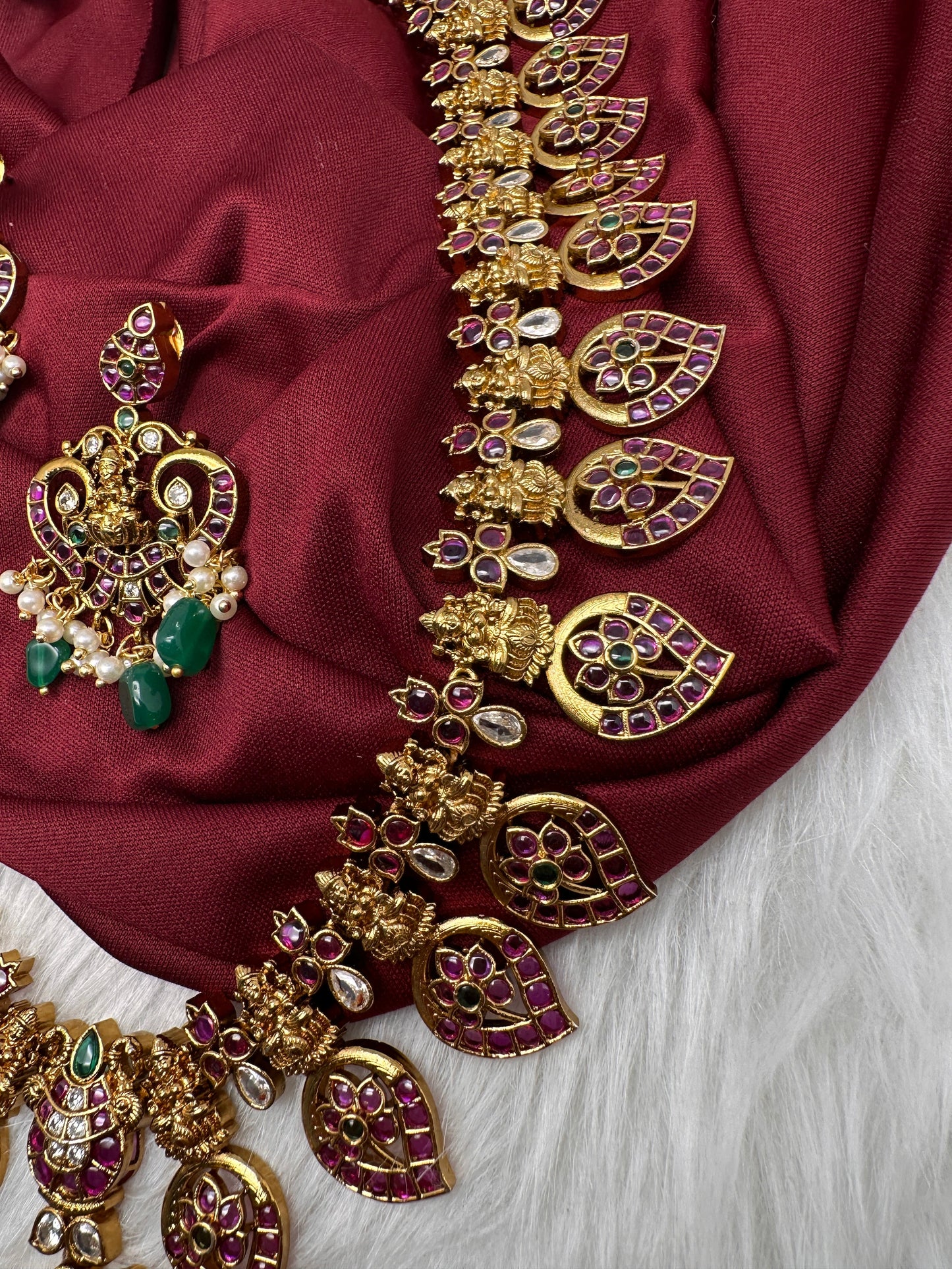 Goddess Lakhsmi Kempu Long Mango Mala Necklace