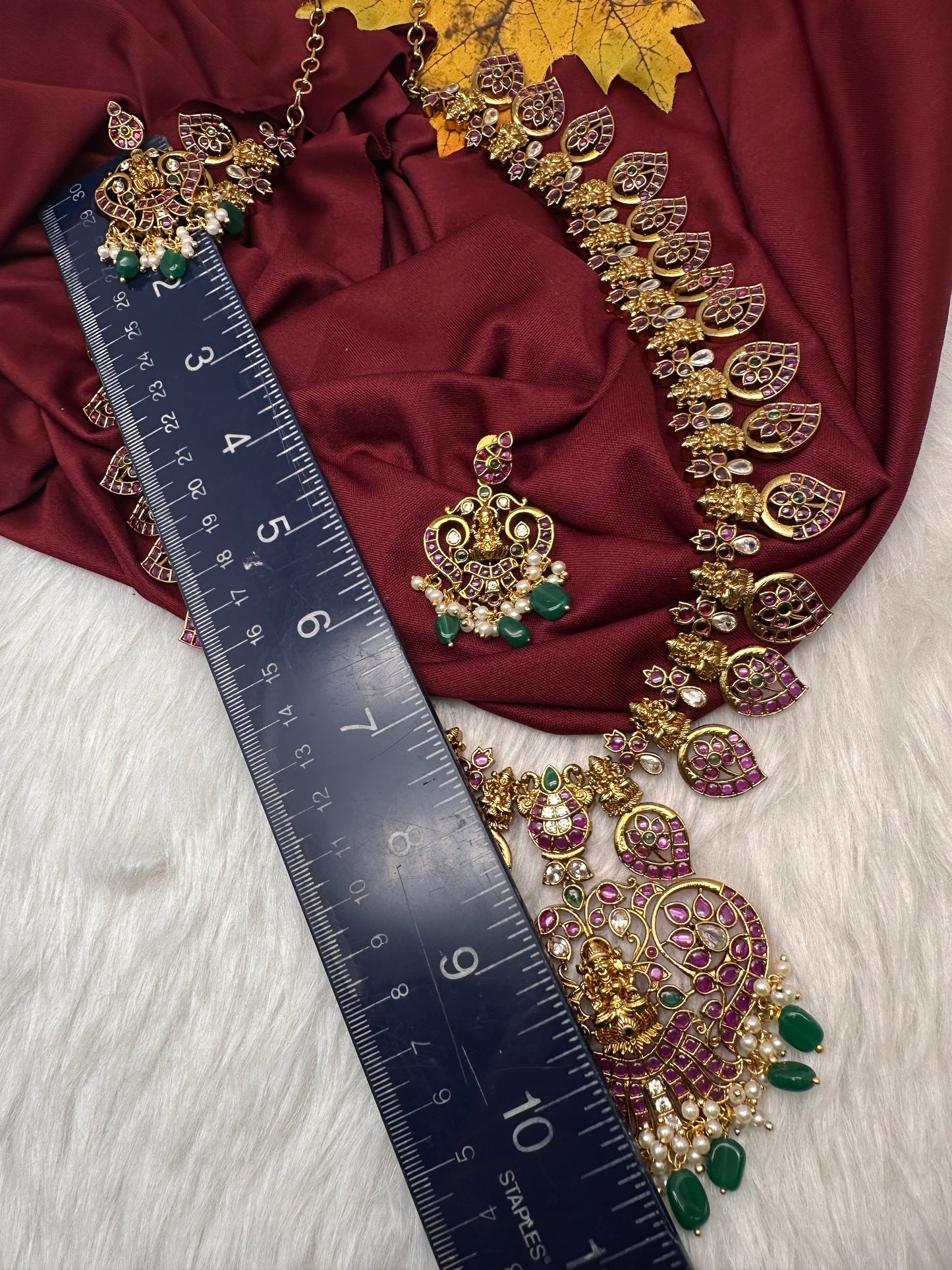 Goddess Lakhsmi Kempu Long Mango Mala Necklace