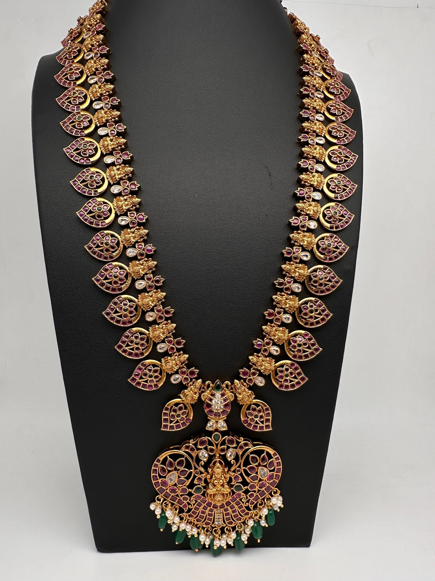 Goddess Lakhsmi Kempu Long Mango Mala Necklace
