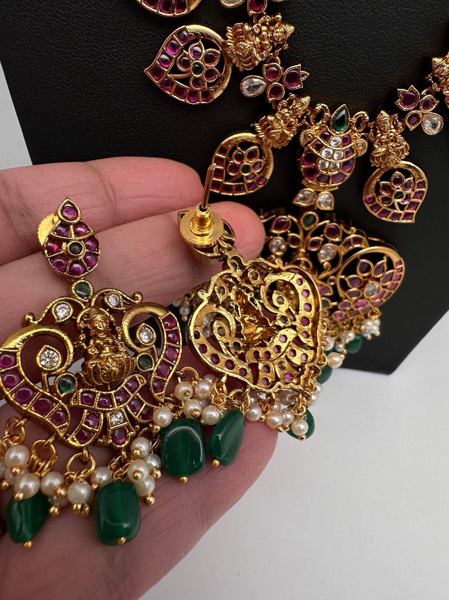 Goddess Lakhsmi Kempu Long Mango Mala Necklace