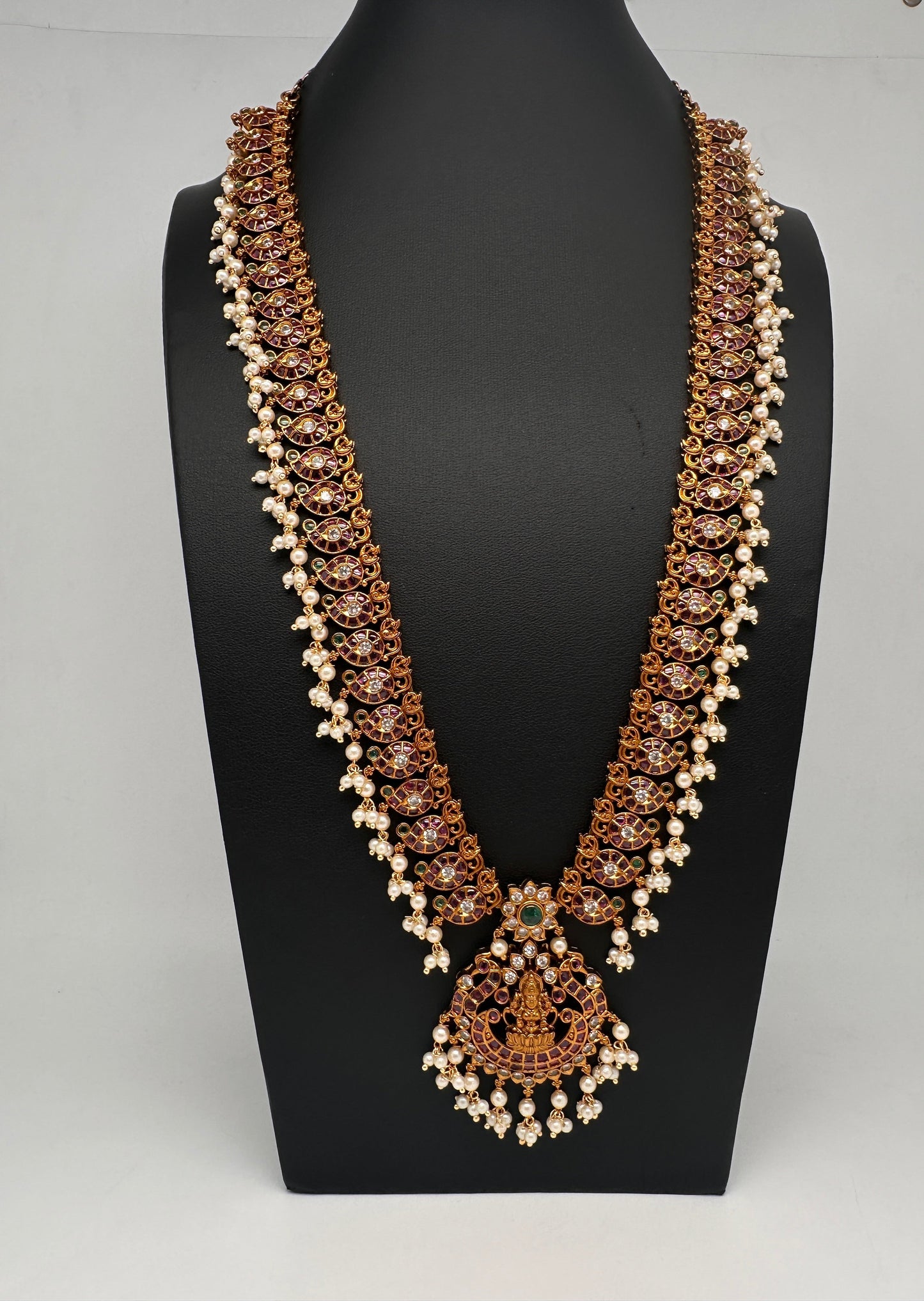 Goddess Lakhsmi Kempu Long Mango Mala Necklace