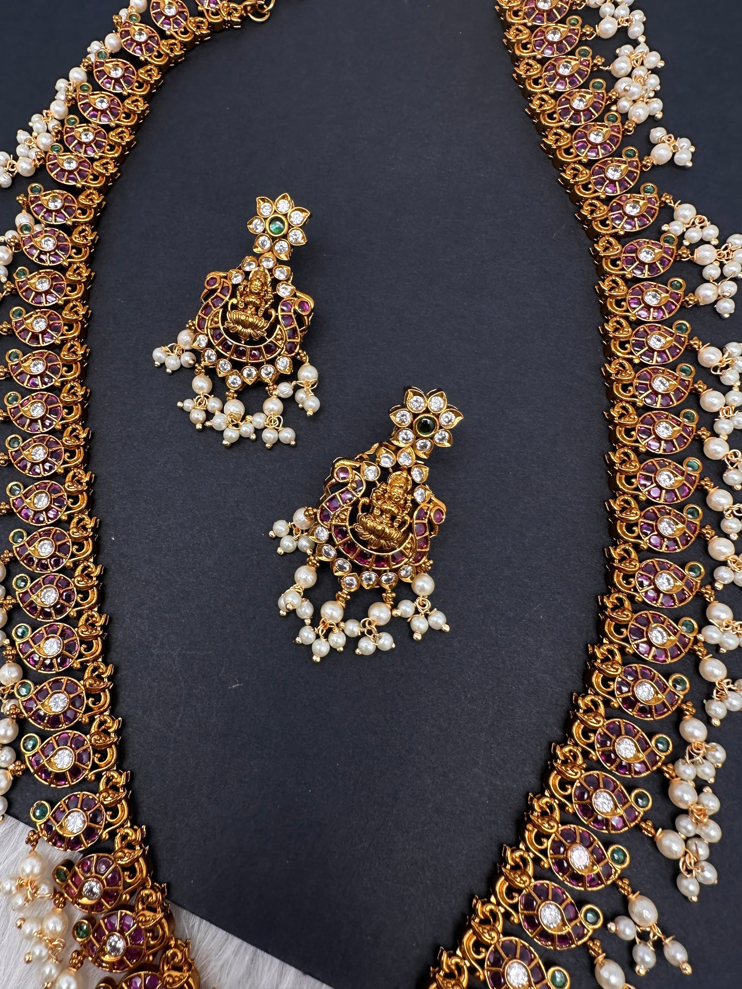 Goddess Lakhsmi Kempu Long Mango Mala Necklace