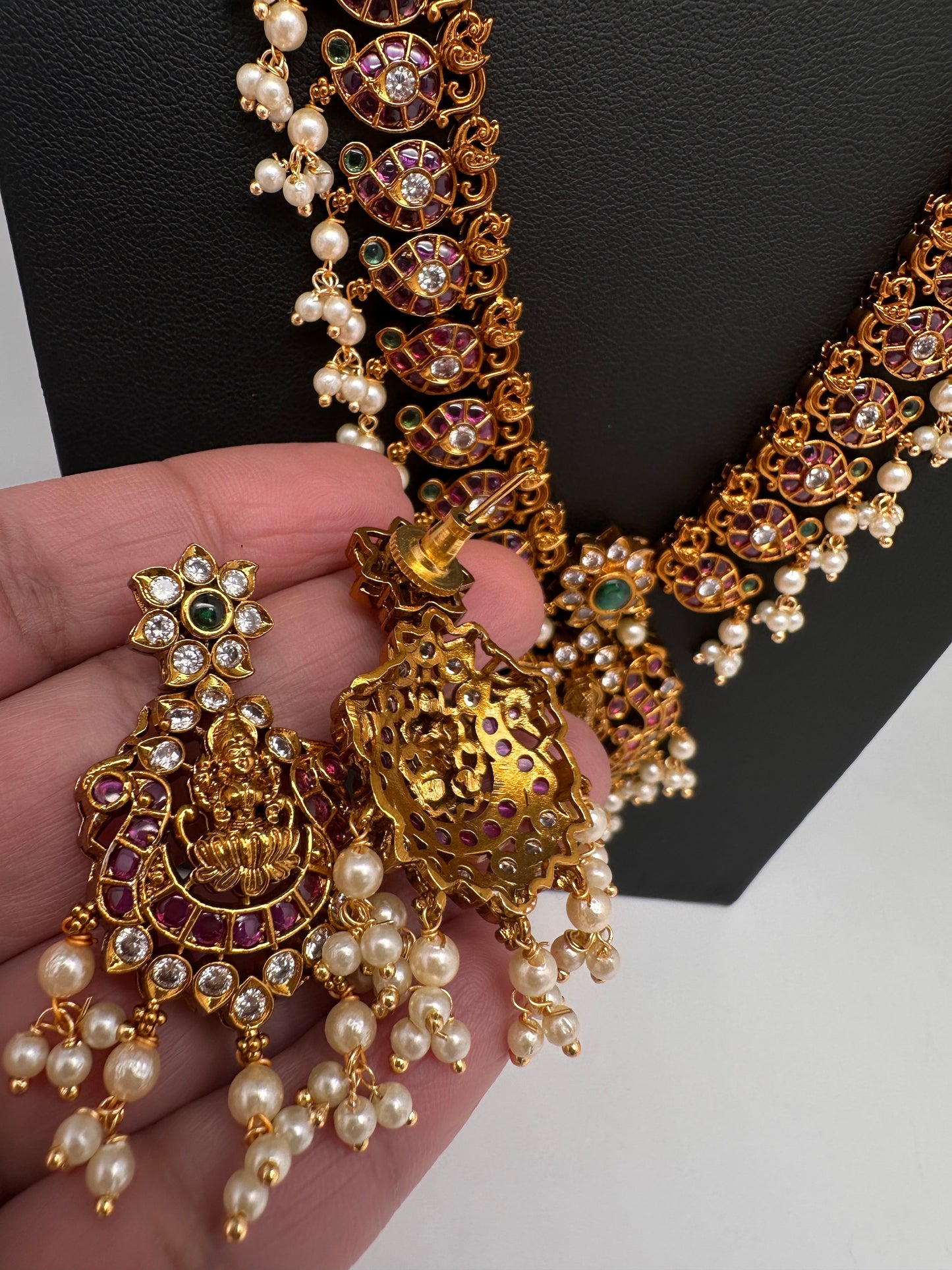Goddess Lakhsmi Kempu Long Mango Mala Necklace