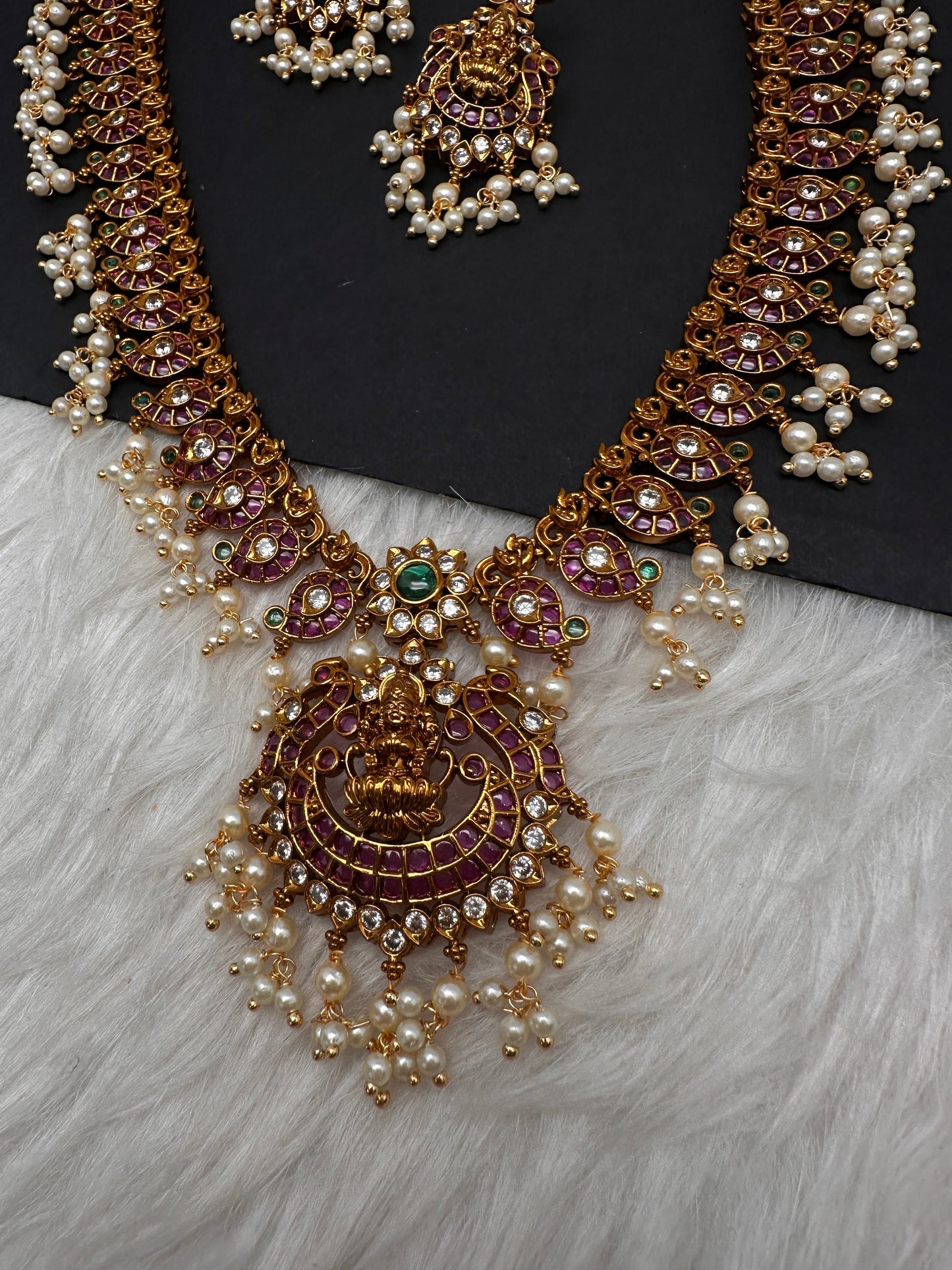 Goddess Lakhsmi Kempu Long Mango Mala Necklace