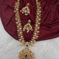 CZ Green Peacock Long Mango Mala Necklace