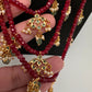 Hyderabadi Jadau Beads Long Color  Necklace - Red