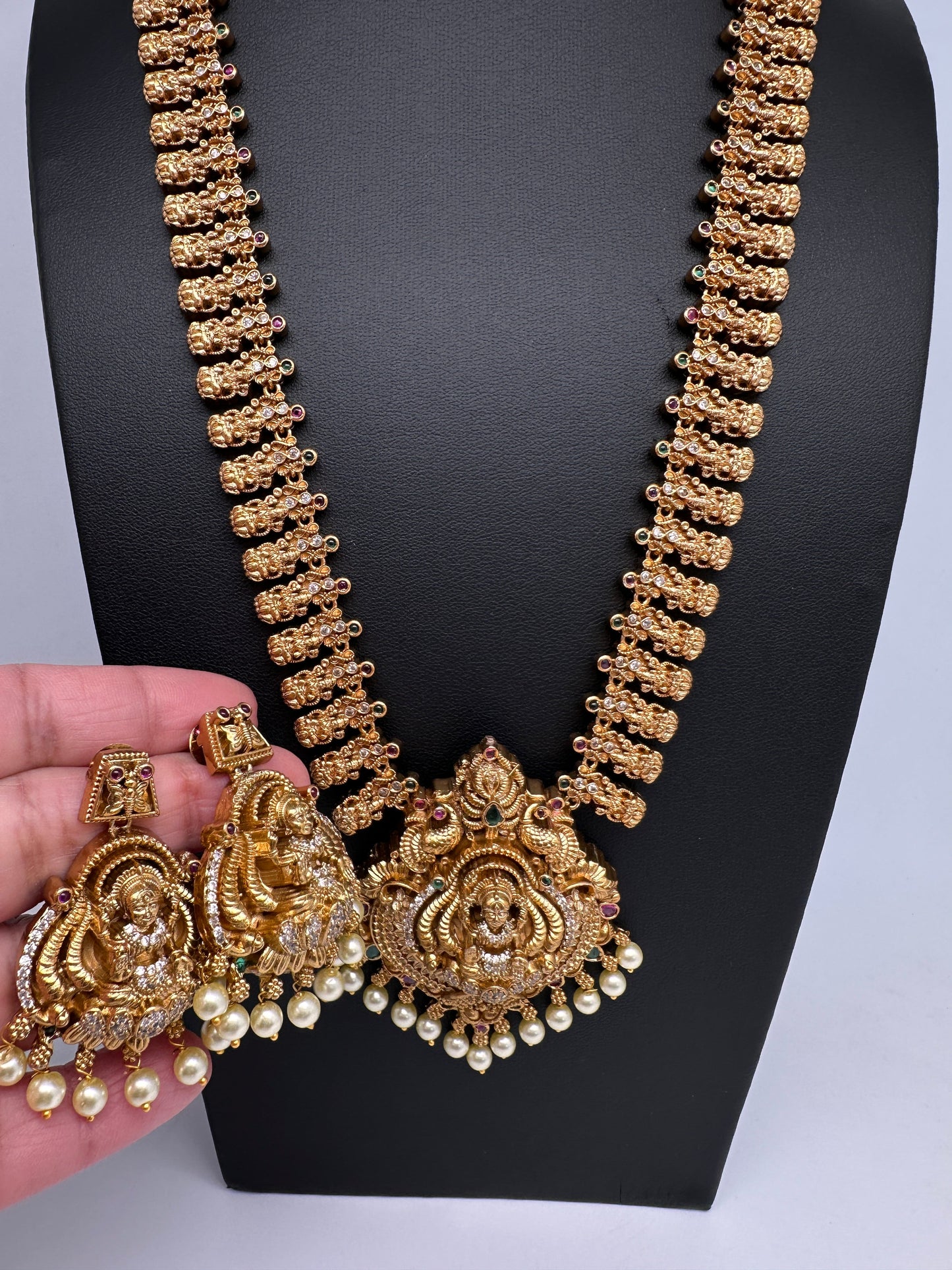 Matte Goddess Lakshmi Traditional Long Necklace