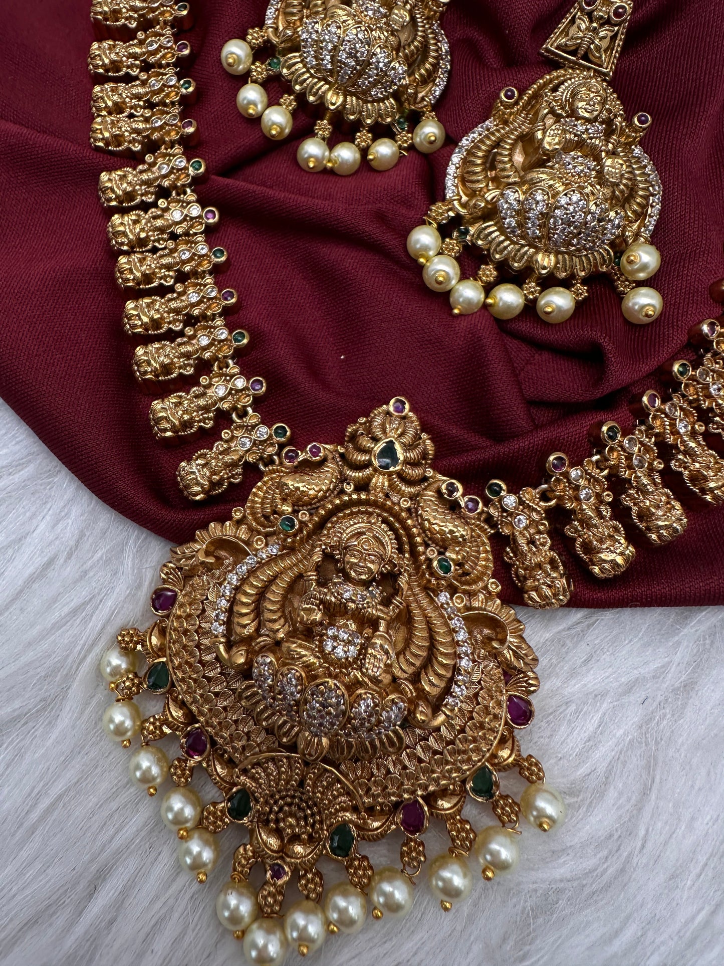 Matte Goddess Lakshmi Traditional Long Necklace