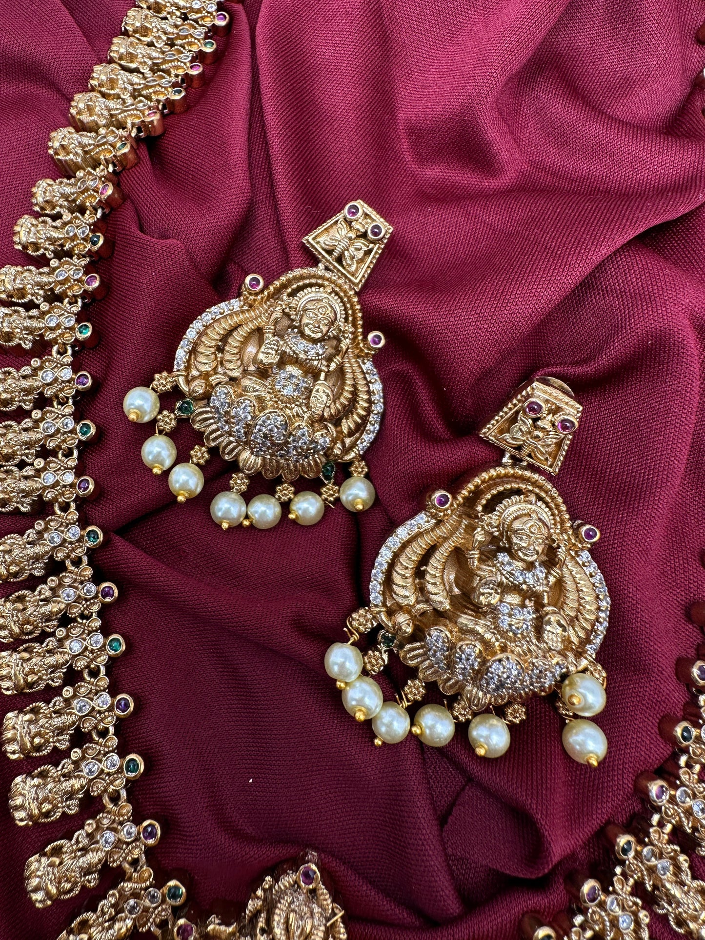 Matte Goddess Lakshmi Traditional Long Necklace