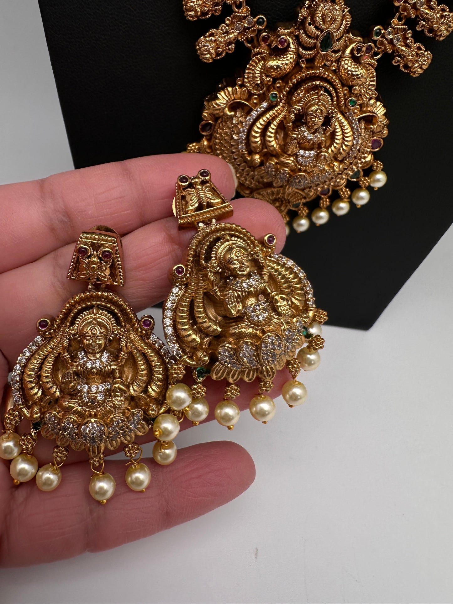 Matte Goddess Lakshmi Traditional Long Necklace