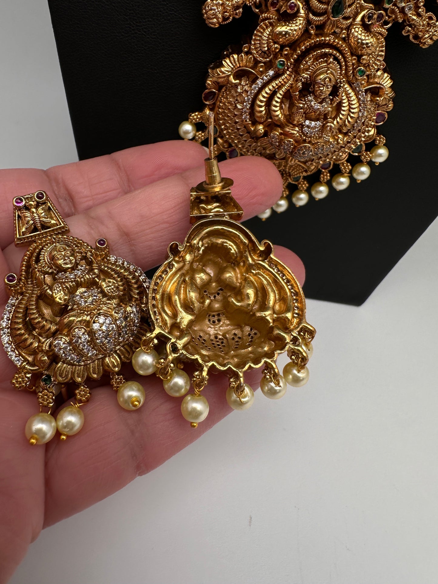 Matte Goddess Lakshmi Traditional Long Necklace