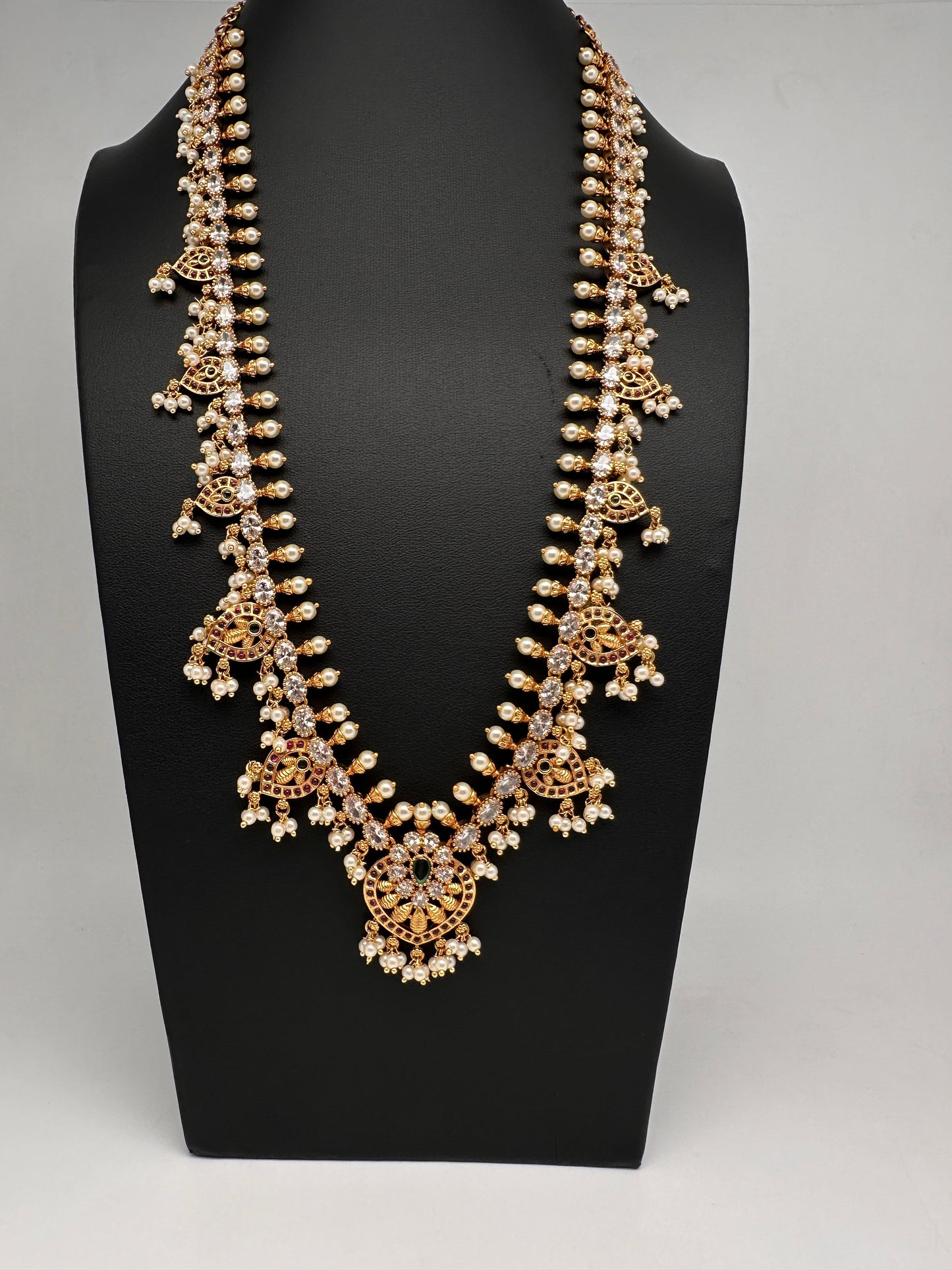 Matte CZ Guttapusalu Traditional Long Necklace