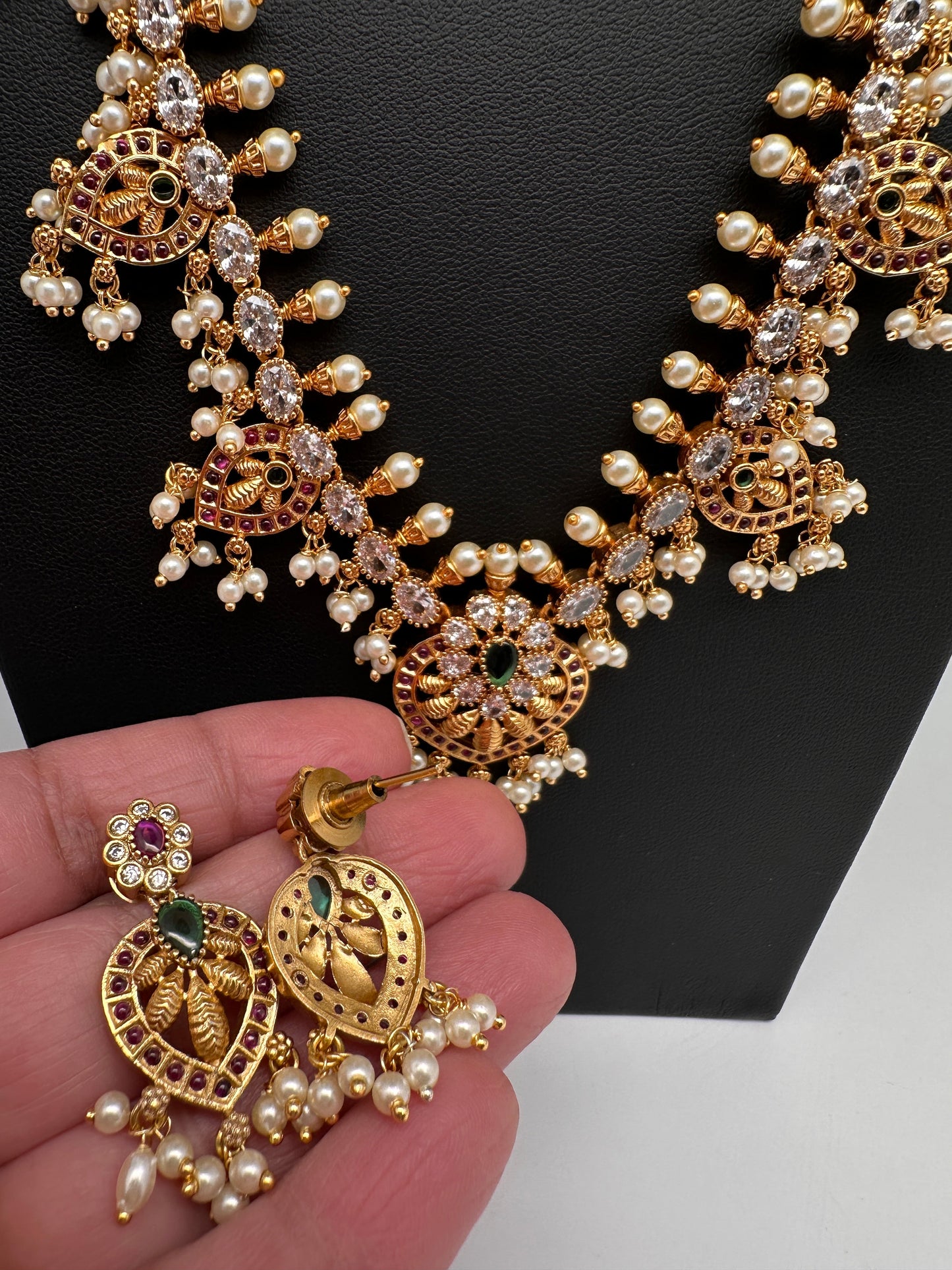 Matte CZ Guttapusalu Traditional Long Necklace