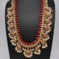 Matte CZ Guttapusalu Traditional Long Necklace - Coral