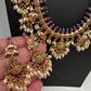 Matte CZ Guttapusalu Traditional Long Necklace - Purple
