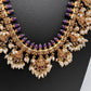 Matte CZ Guttapusalu Traditional Long Necklace - Purple