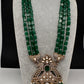 CZ Kundan Beads Long Necklace - Green