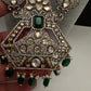 CZ Kundan Beads Long Necklace - Green