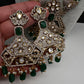 CZ Kundan Beads Long Necklace - Green