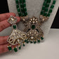 CZ Kundan Beads Long Necklace - Green