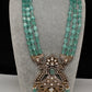 CZ Kundan Beads Long Necklace - MintGreen