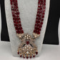 CZ Kundan Beads Long Necklace - Red
