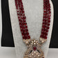 CZ Kundan Beads Long Necklace - Red