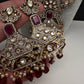 CZ Kundan Beads Long Necklace - Red