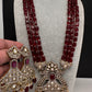 CZ Kundan Beads Long Necklace - Red