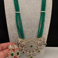 AD Pendent CZ  Beads Long Color Necklace - Green