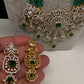 AD Pendent CZ  Beads Long Color Necklace - Green