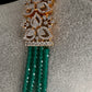 AD Pendent CZ  Beads Long Color Necklace - Green