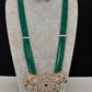 AD Pendent CZ  Beads Long Color Necklace - Green