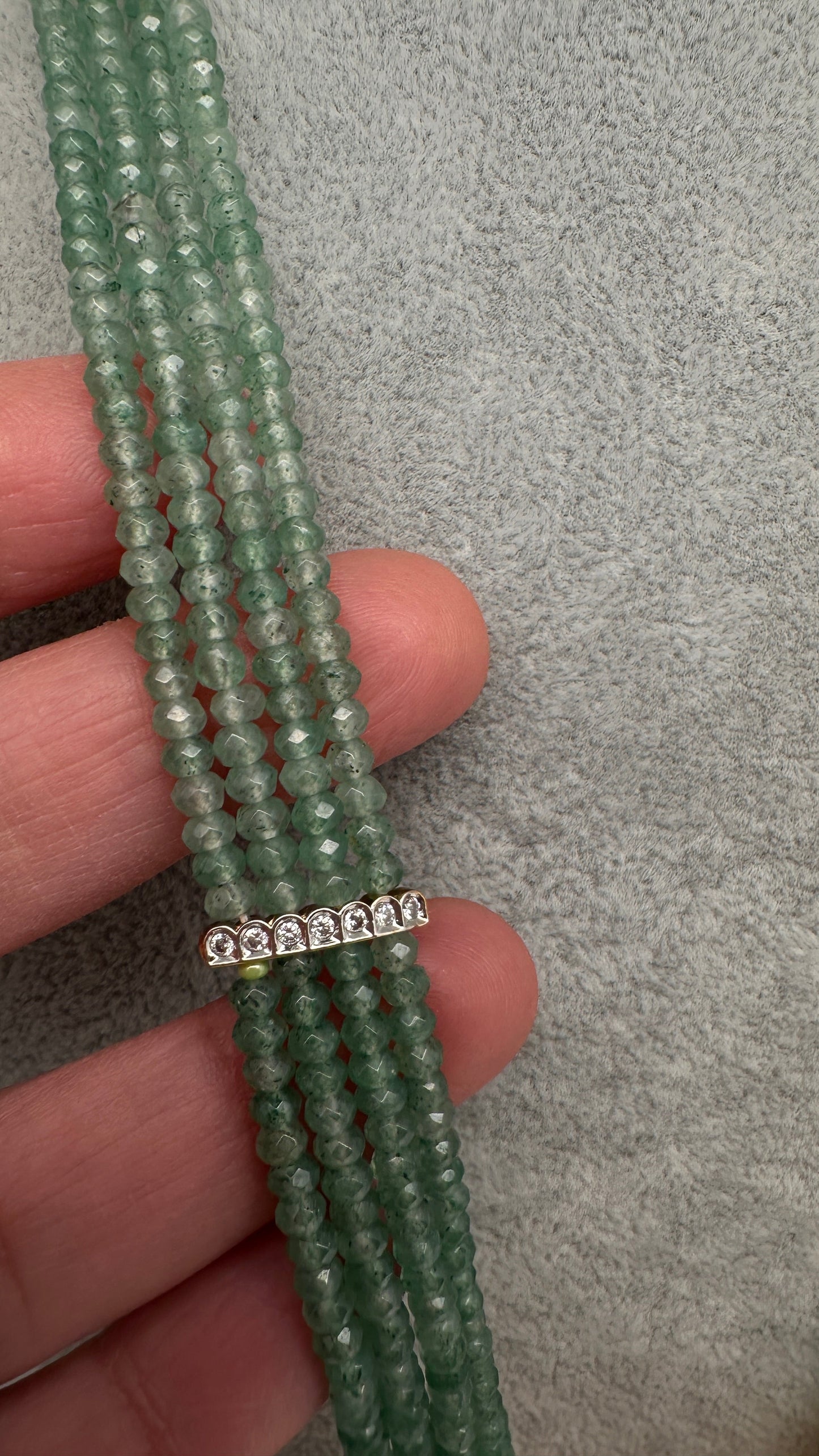 AD Pendent CZ  Beads Long Color Necklace - MintGreen